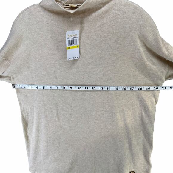 Michael Michael Kors Sweater Women M Oatmeal Beige Turtleneck Modern Lightweight - Picture 4 of 12